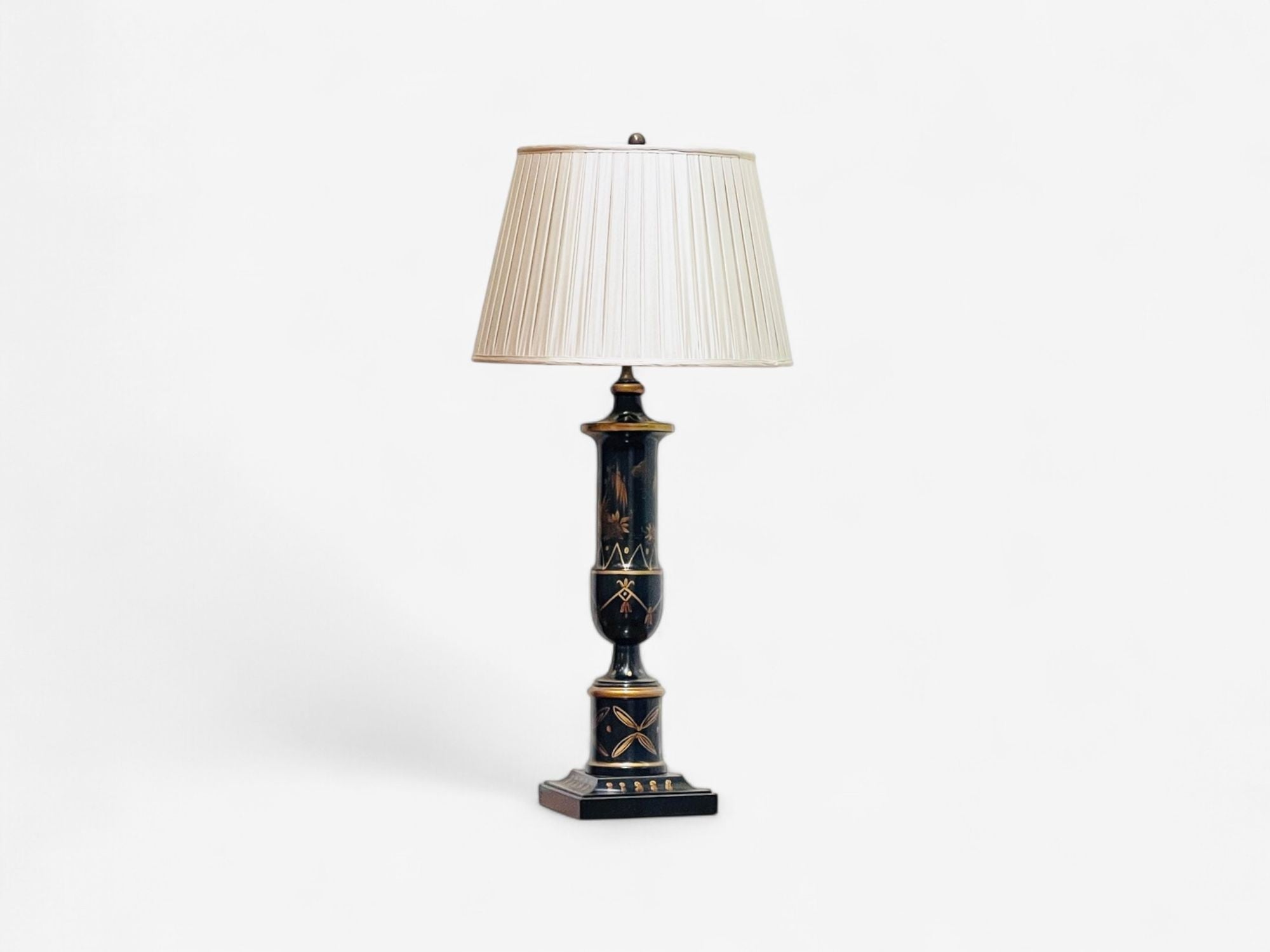 Chinoiserie Style, Ebonized Wood, Gilt, Table Lamps, USA, 1960s