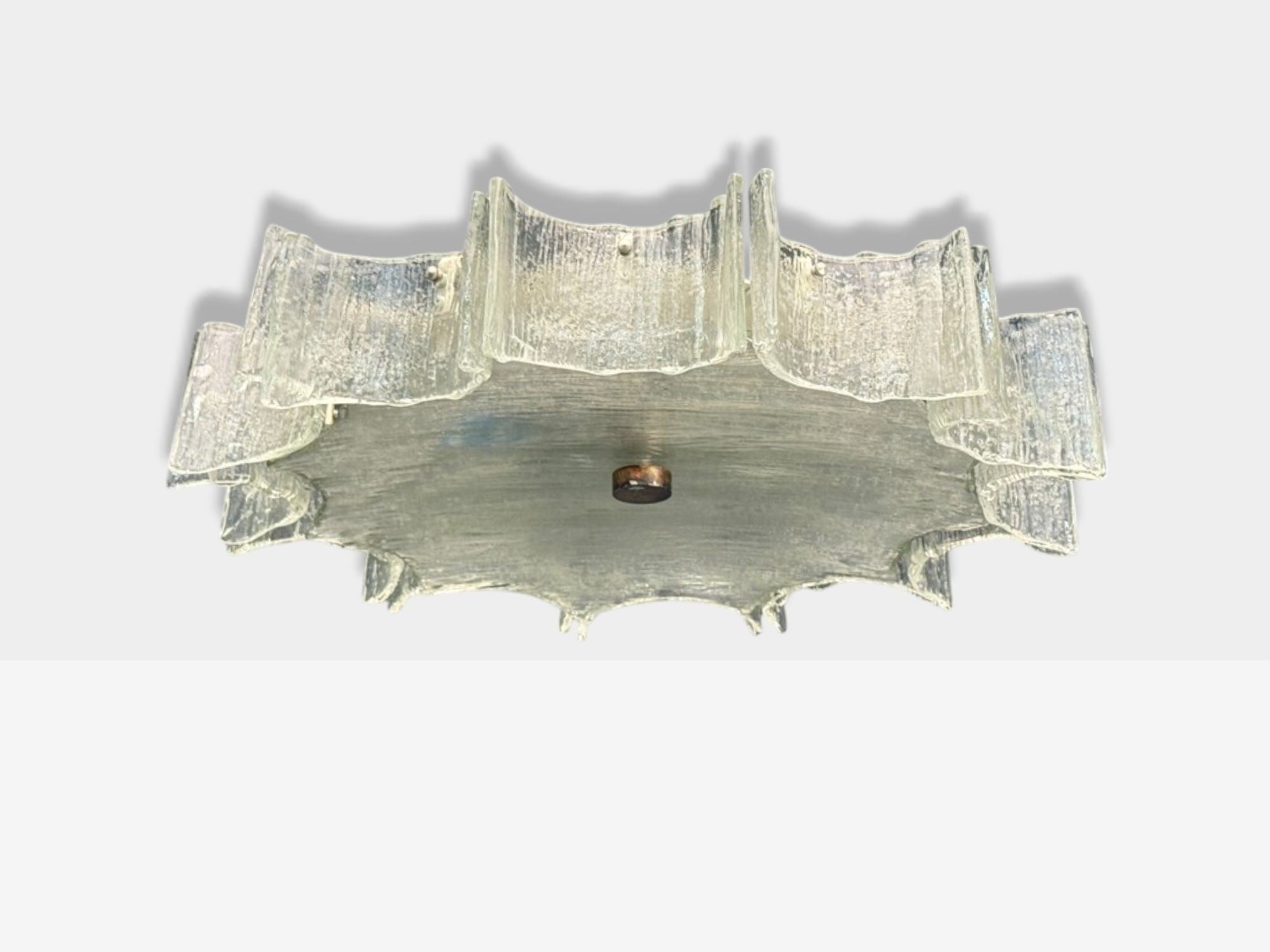 Kaiser, Frosted Glass, Chrome, Flush Mount Light, Germany, 1960s