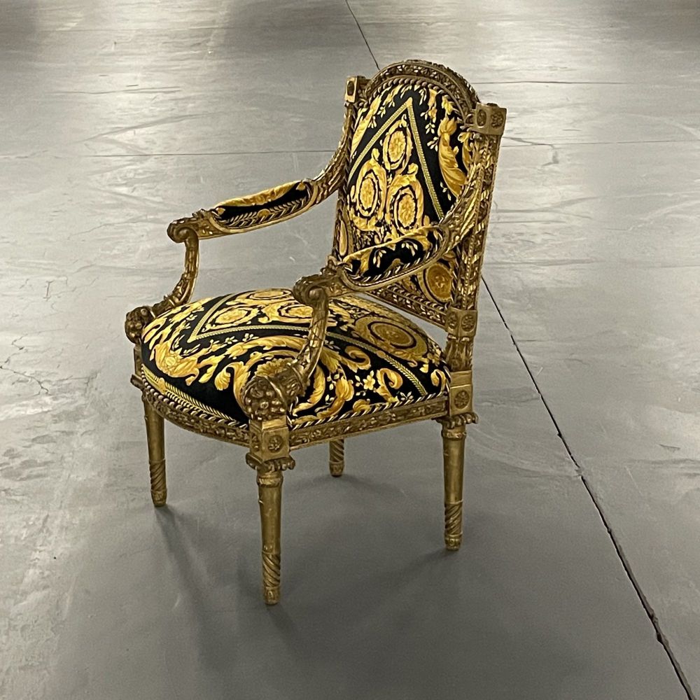 Pair of 19th-20th Century Louis XVI Style Carved Armchairs