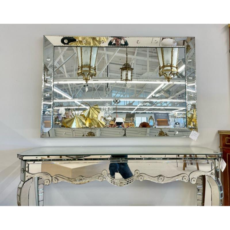 Palatial Art Deco Bubble Form Console or over the Mantel Mirror