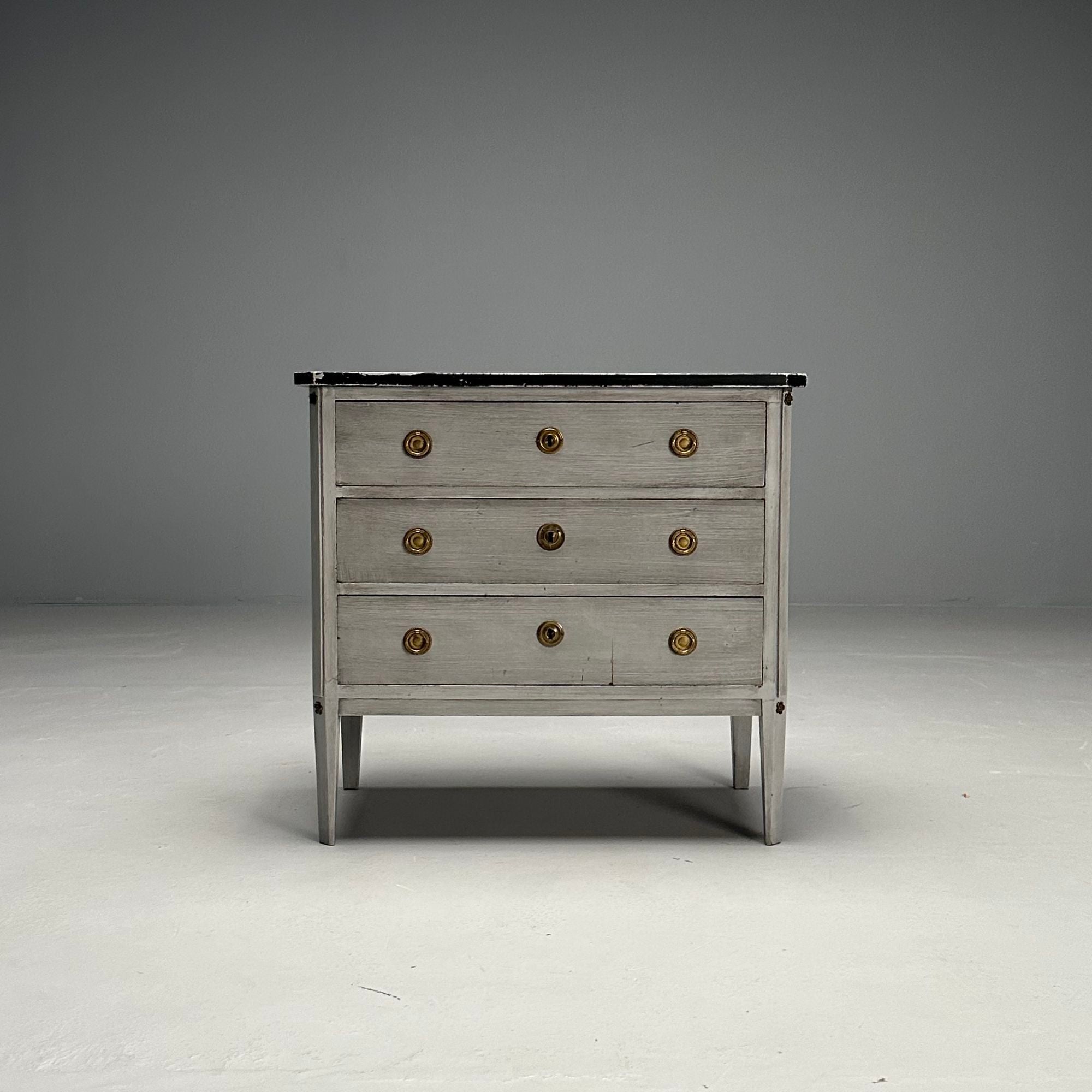 Gustavian, Swedish Commode, Gray Paint Distressed, Sweden, 1950s