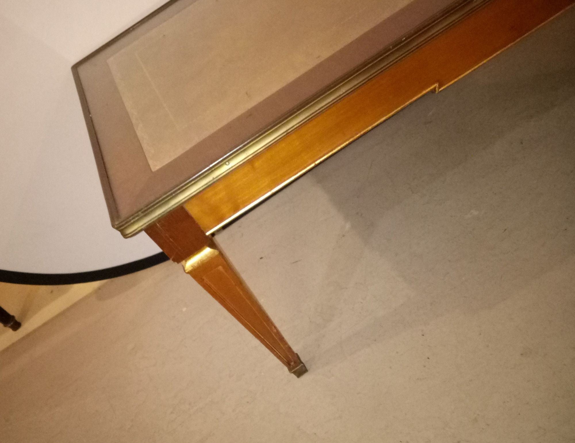 Louis XVI Style Maison Jansen Coffee Table, Gilt, Mahogany, Leather Top,