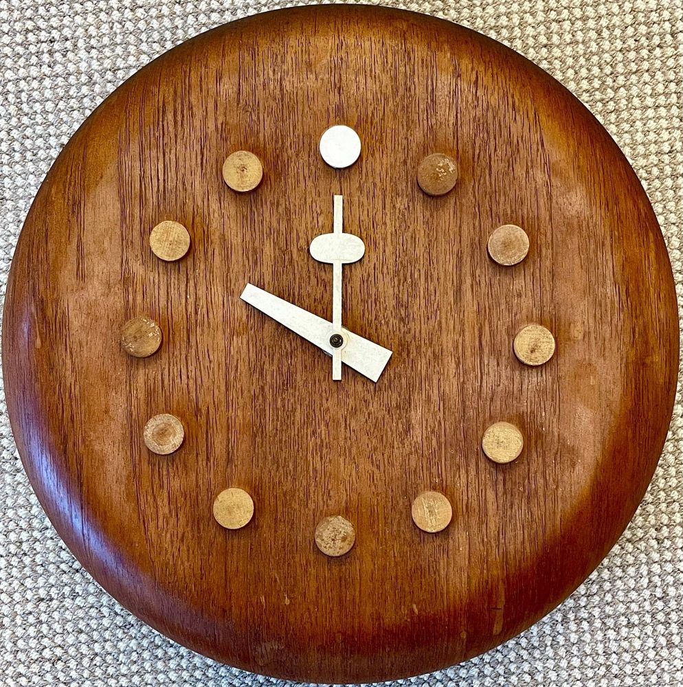 Mid-Century Modern Danish Wall Clock by Fritz Hansen, George Nelson, Teak, 1957