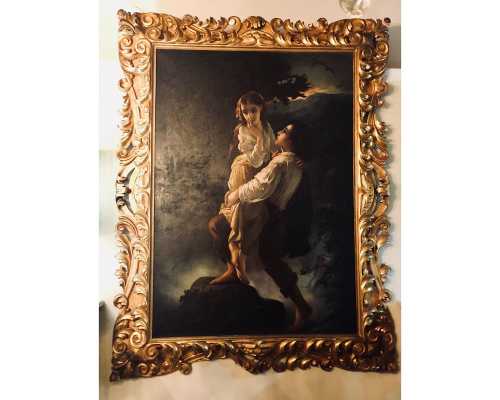 Monumental Oil on Canvas the Old Masters Style of a Maiden to Be Deflowered