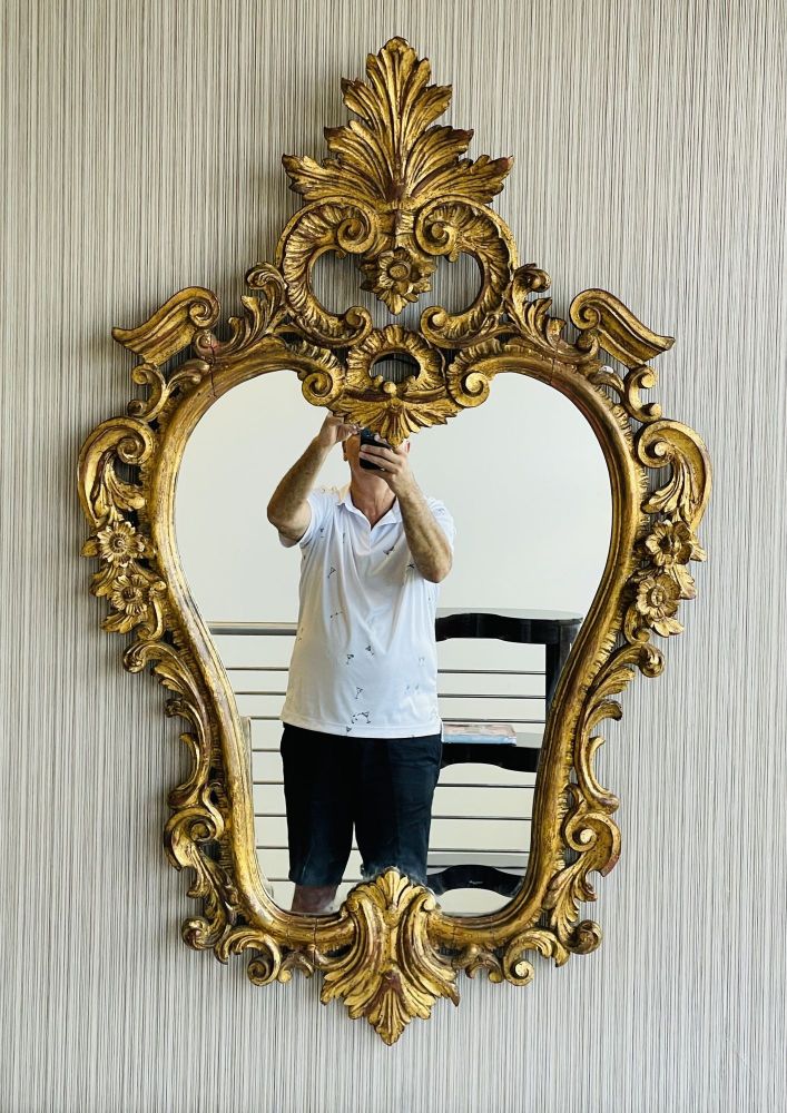 Italian Gilt Wood Wall or Console Mirror. Pier, Commode Mirror