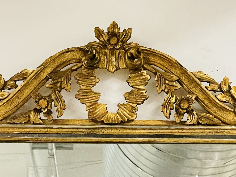 Italian Wall, Console, Mantle or Pier Mirror. 1930s. Gilt Gold, Carved
