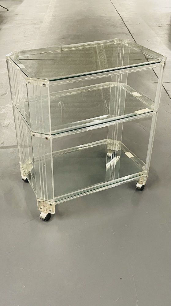 Mid Century Modern Three Tier Rolling Bar, Cart or Server, Lucite