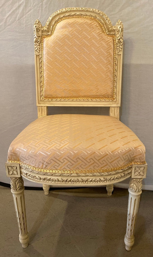 10 Swedish Louis XVI Style Dining / Side Chairs Painted Carved Frames New Fabric