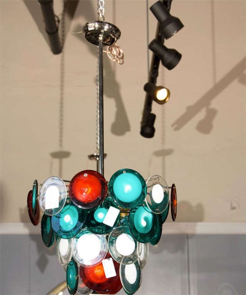 Murano Glass Art Deco Style Glass Disc Fixture