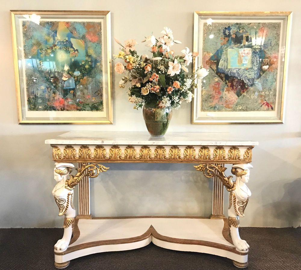 Italian Empire White Painted and Parcel-Gilt Console Table, circa 1825
