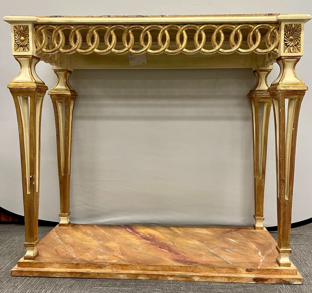 Parcel Paint and Gilt Decorated Pair of Swedish Serving or Console Tables