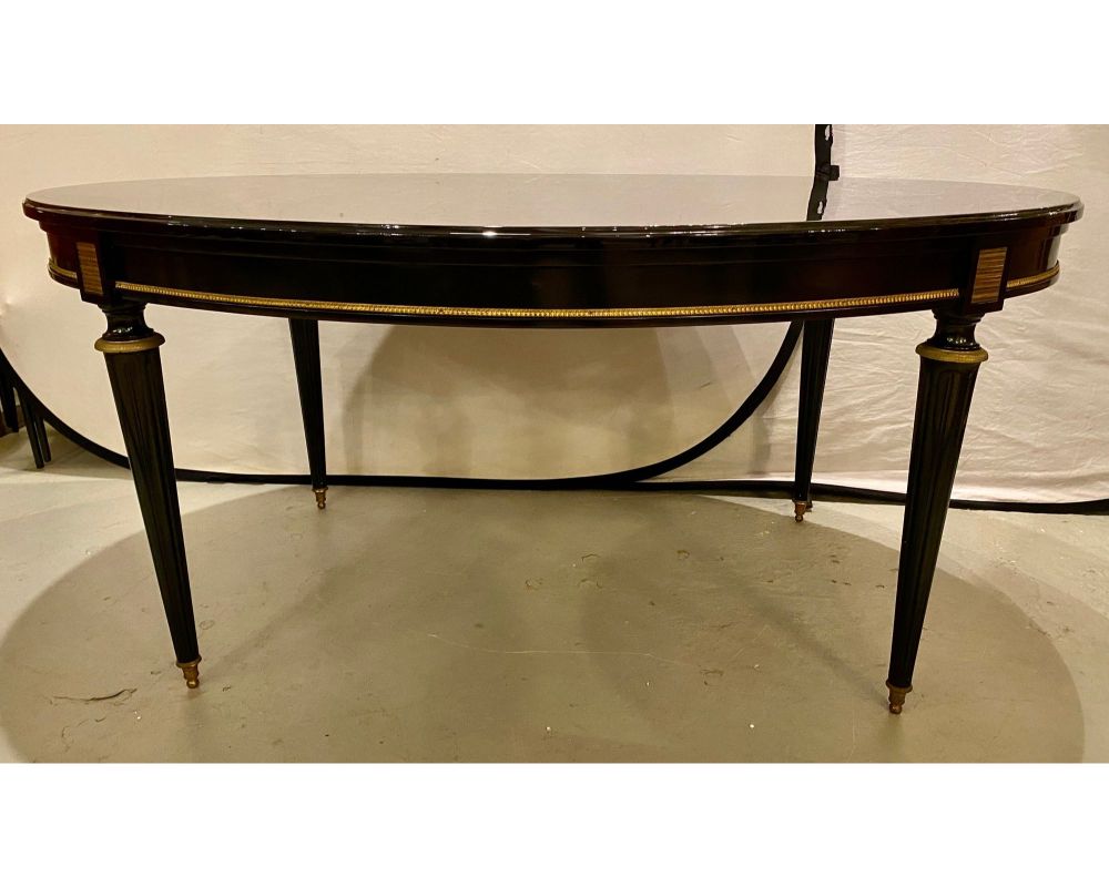Louis XVI Jansen Style Center or Dining Table Black Lacquer Steinway Finish