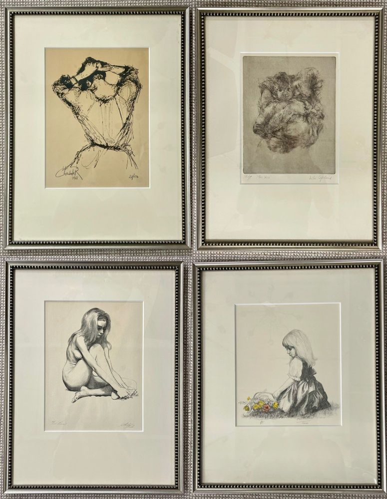 Four Framed Pencil Signed and Numbered Etchings, Finely Framed and Matted