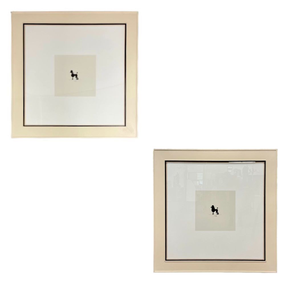 Two Large Poodles Silhouette in Custom Matted Frames