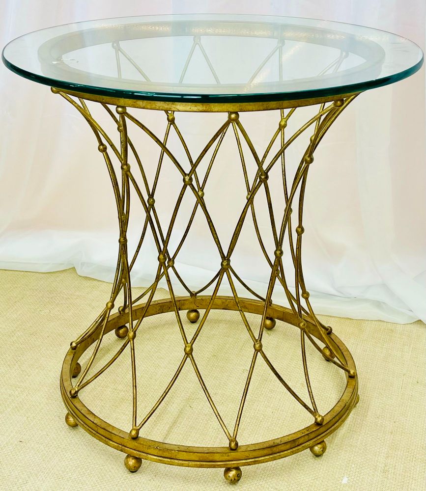 Neoclassical, Maison Jansen Style Round Gilt Metal Coffee Table, Side Table