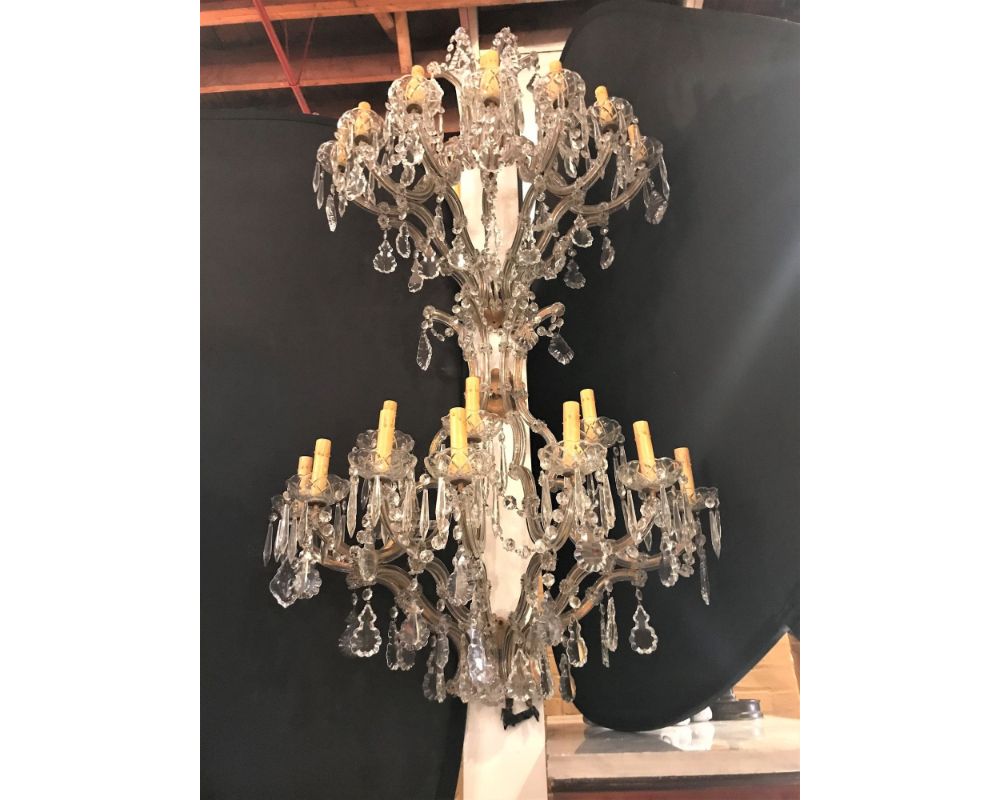 Pair of Venetian Crystal Ten Lights Wall Sconces, circa 1940