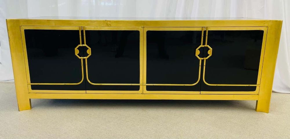 Mastercraft Mid-Century Modern Sideboard/Dresser, Ebony, Gilt Gold