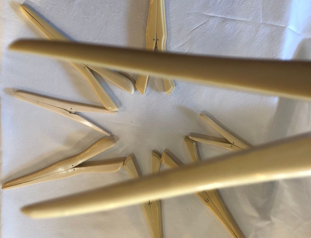 Early Antique Collection of Eight Bone Glove Stretchers Made in France