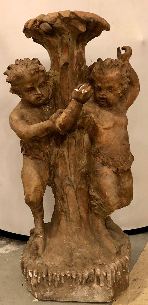 Late 18th or Early 19th Century Terracotta Putti Figural Fountain / Planter Base