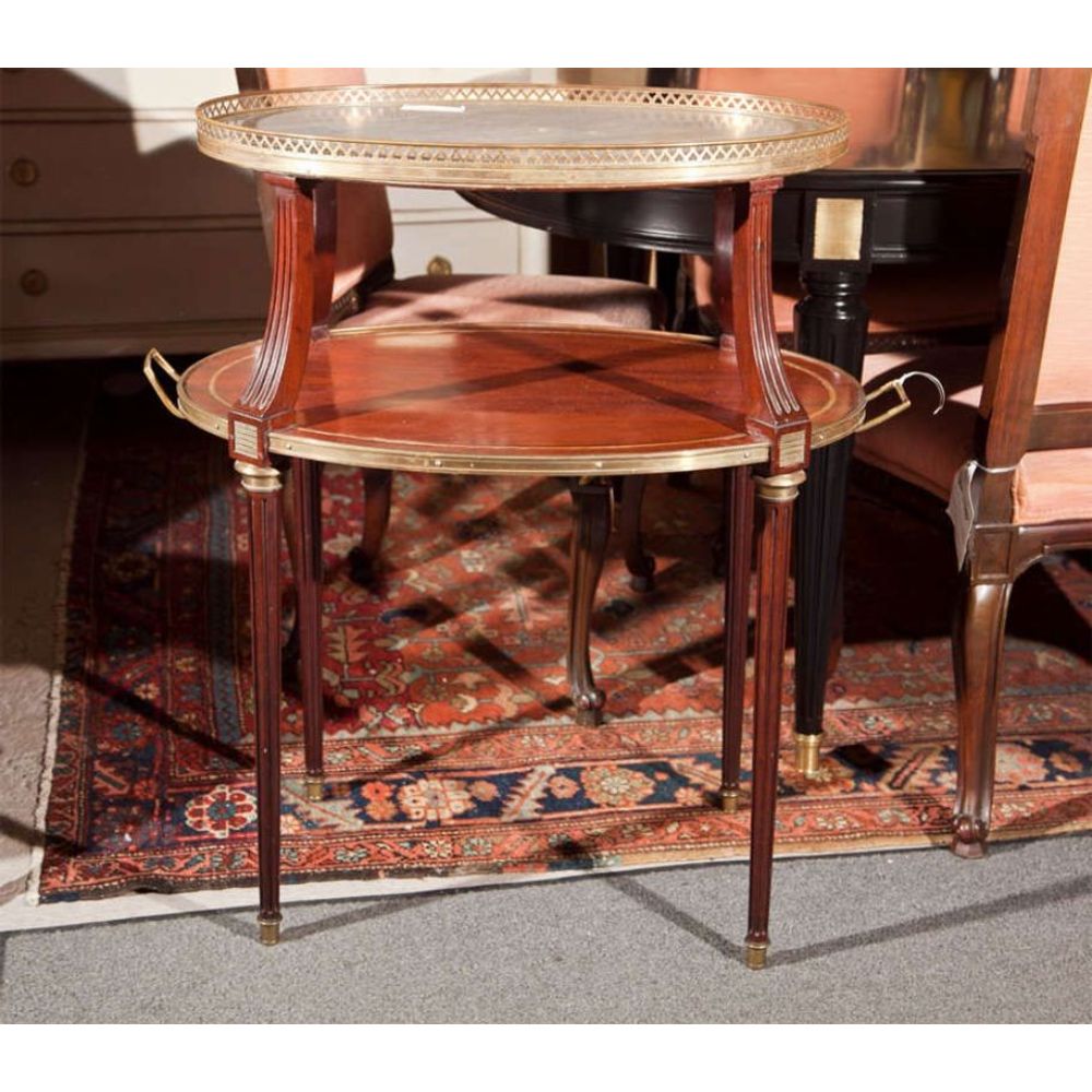 French Two-Tier Mahogany Dessert Stand Manner of Louis XVI