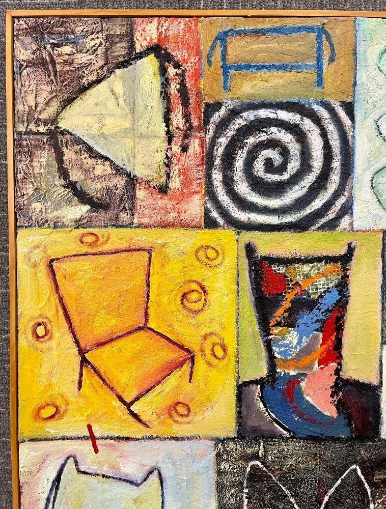 Barbara Fisher Oil on Canvas "ONE STEP, TWO STEP", FRAMED, 2000