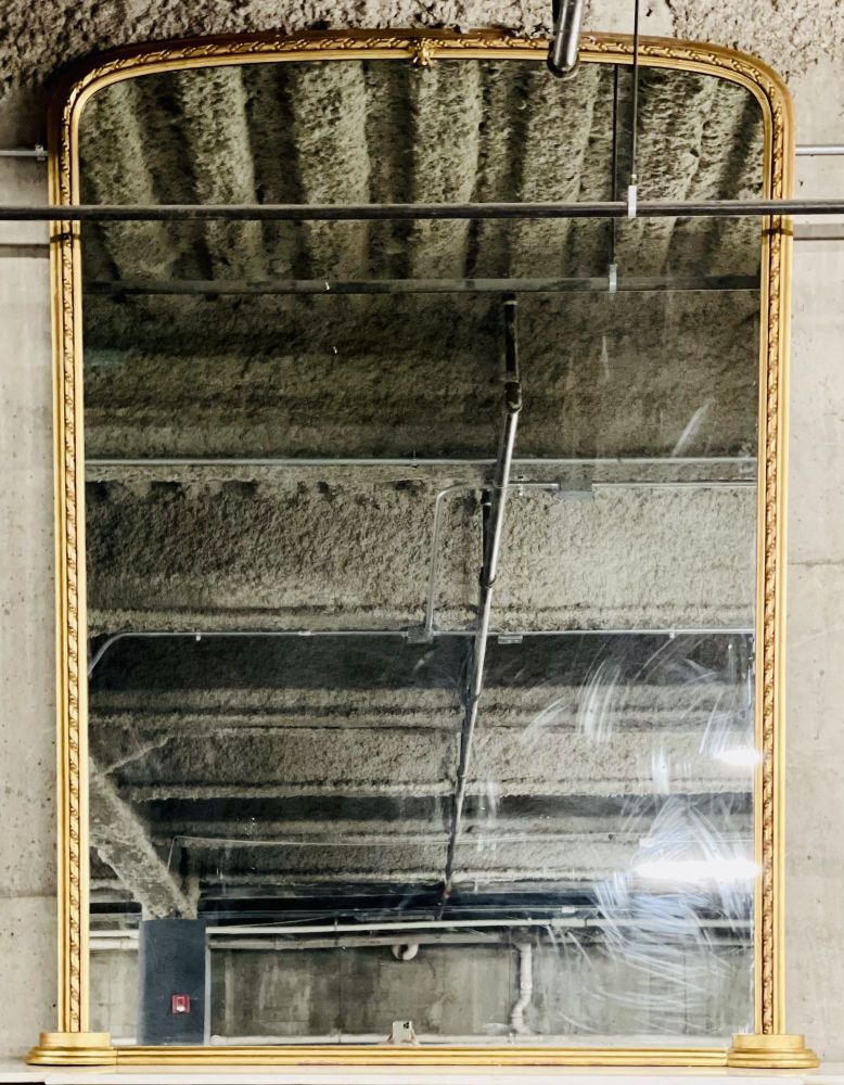 A 19th Century French Over the Mantle Mirror, Monumental, Standing.