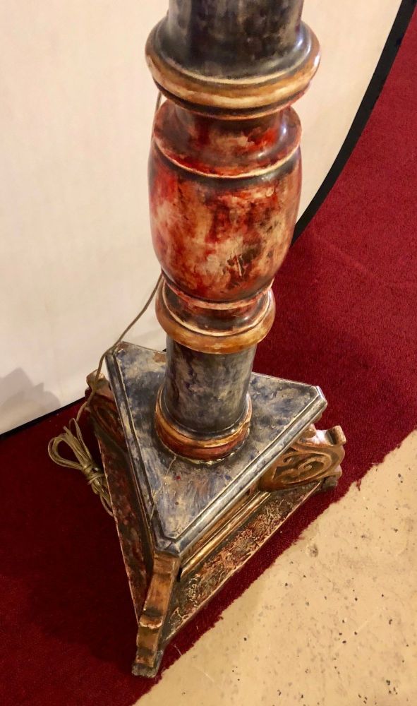 Painted Italian Continental Candle Prick Standing Lamp, 18th-19th Century