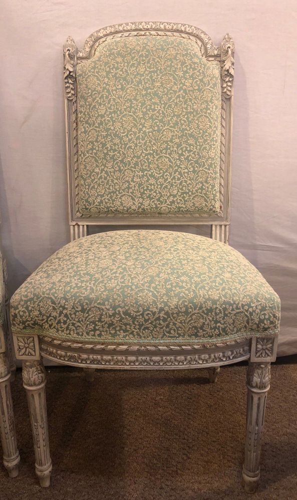 Pair of 19th-20th Century Paint Decorated Louis XVI Style Swedish Side Chairs