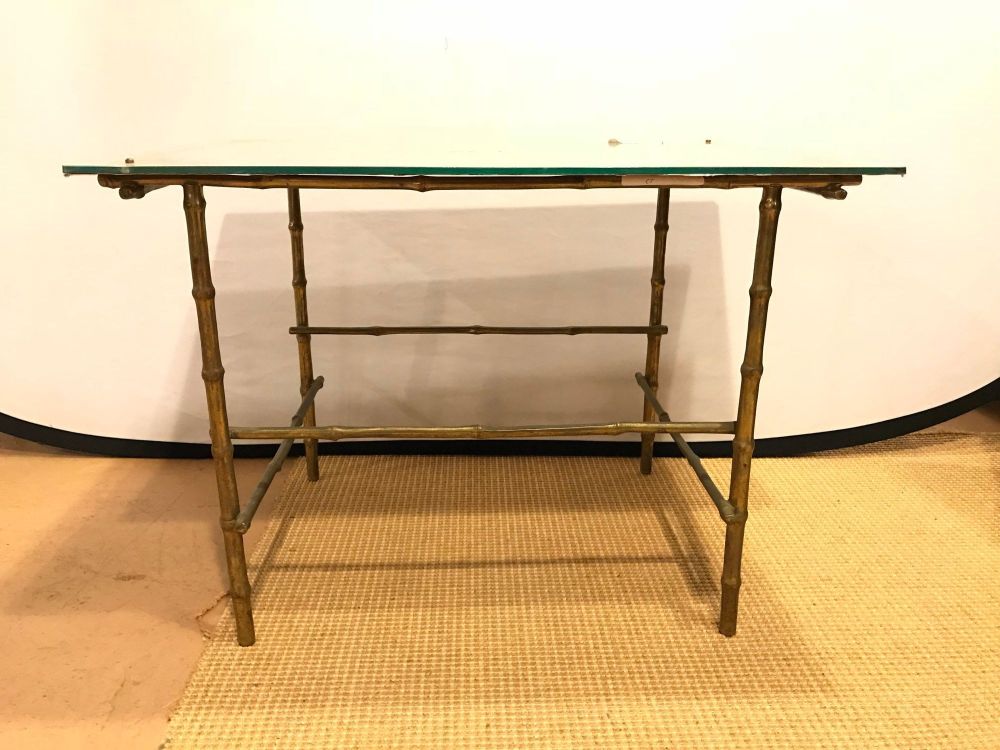 Hollywood Regency Bronze Based Églomisé Top Coffee Table
