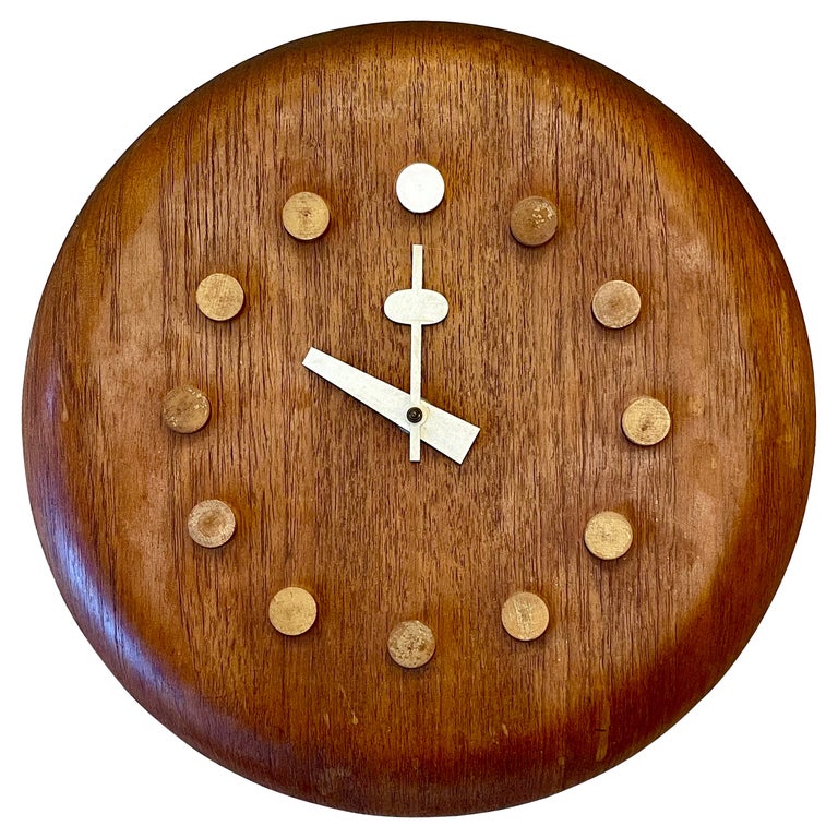 Mid-Century Modern Danish Wall Clock by Fritz Hansen, George Nelson, Teak, 1957
