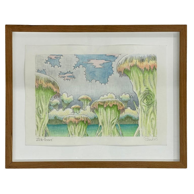 Graphite and Watercolor on Canvas by Danish Artist Peter Land