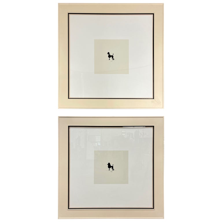 Two Large Poodles Silhouette in Custom Matted Frames