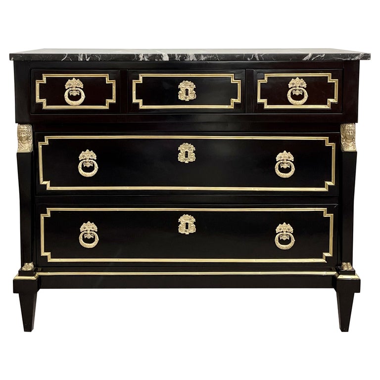 Hollywood Regency Style, Bronze, Marble, Ebonized Commode, France, 19th c.