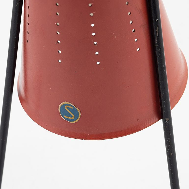 Svend Aage Holm Sørensen, Mid-Century Modern, Small Table Lamps, Red Lacquer