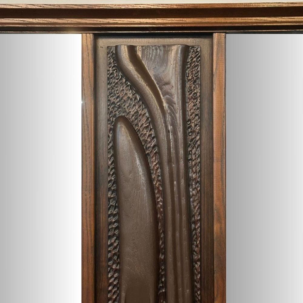 Pulaski, Brutalist Mid-Century Modern, 'Oceanic' Wall Mirror, Walnut, 1960s