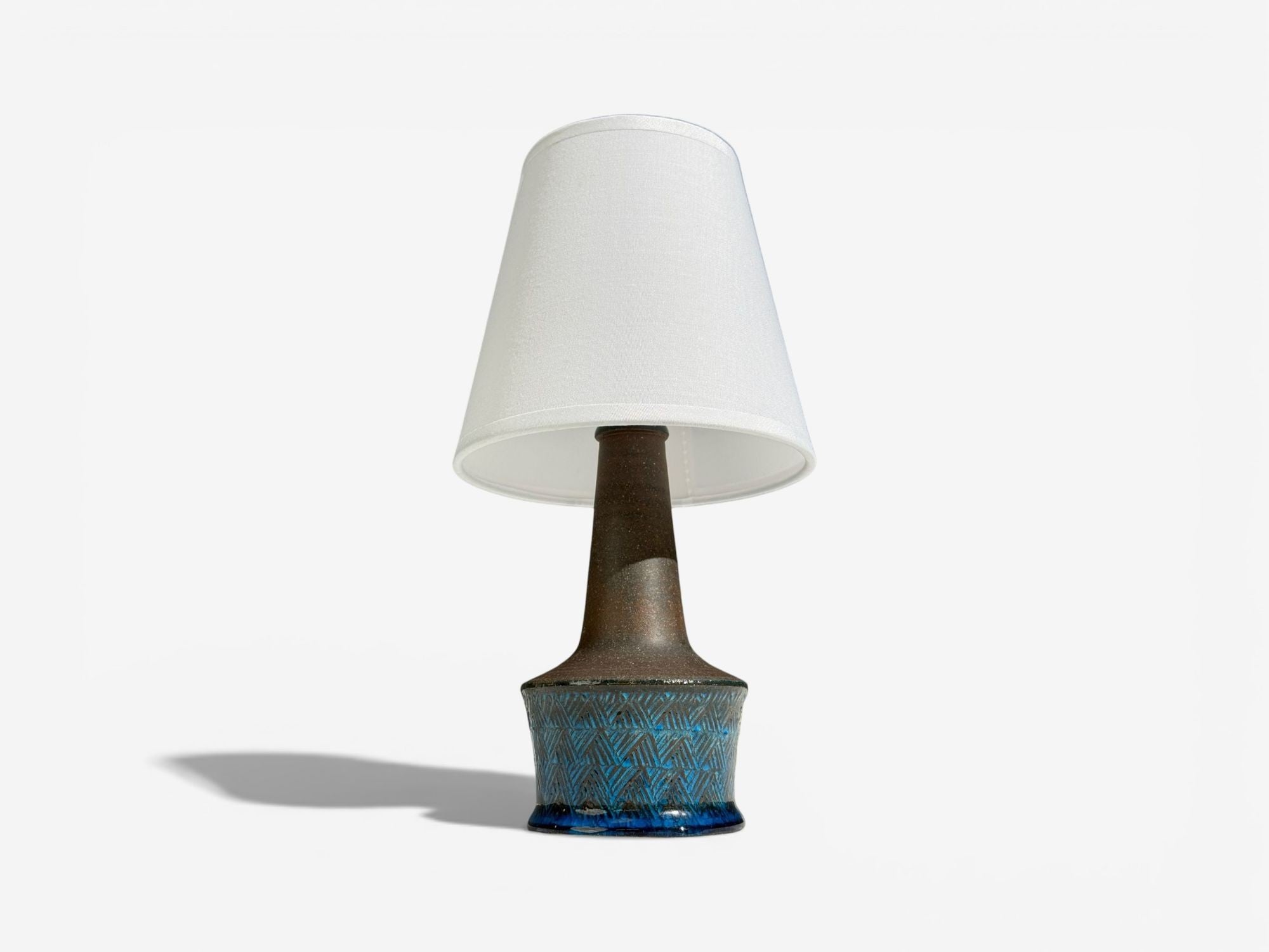 Nils Kähler, Small Table Lamp, Brown Stoneware, Denmark, 1950s