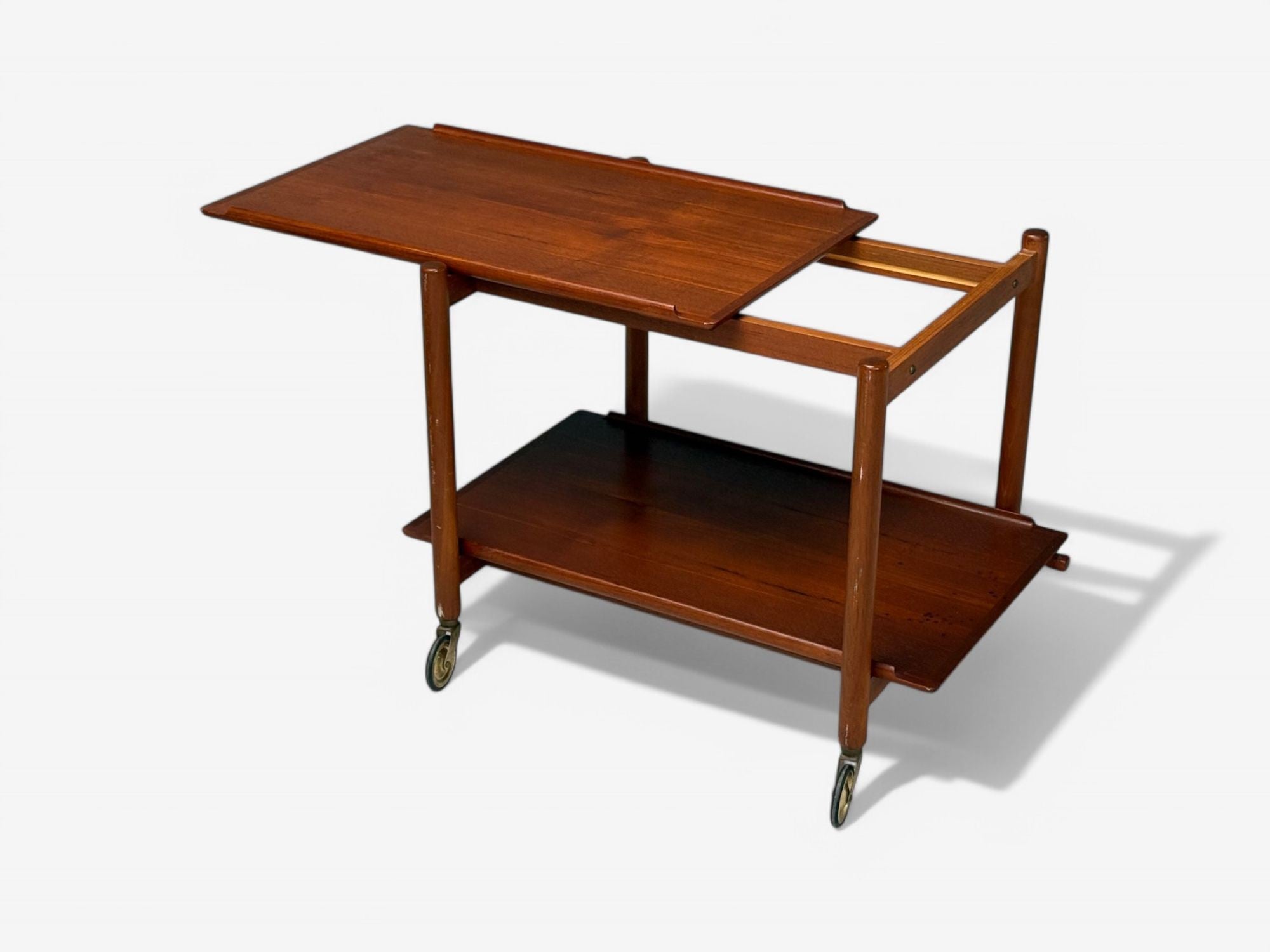 Poul Hundevad, Danish Modern, Teak, Expandable Bar Carts, Denmark, 1950s