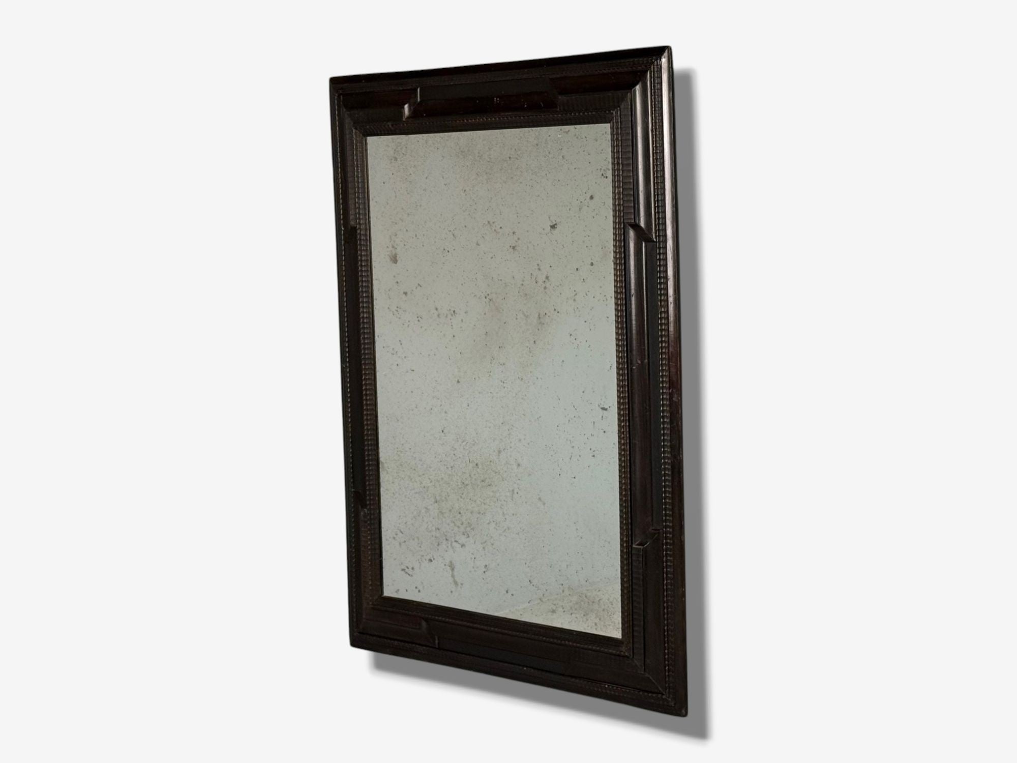 Baroque, Ebonized Wood, Dutch Ripple Frame, Large Wall Mirror, 19th C.