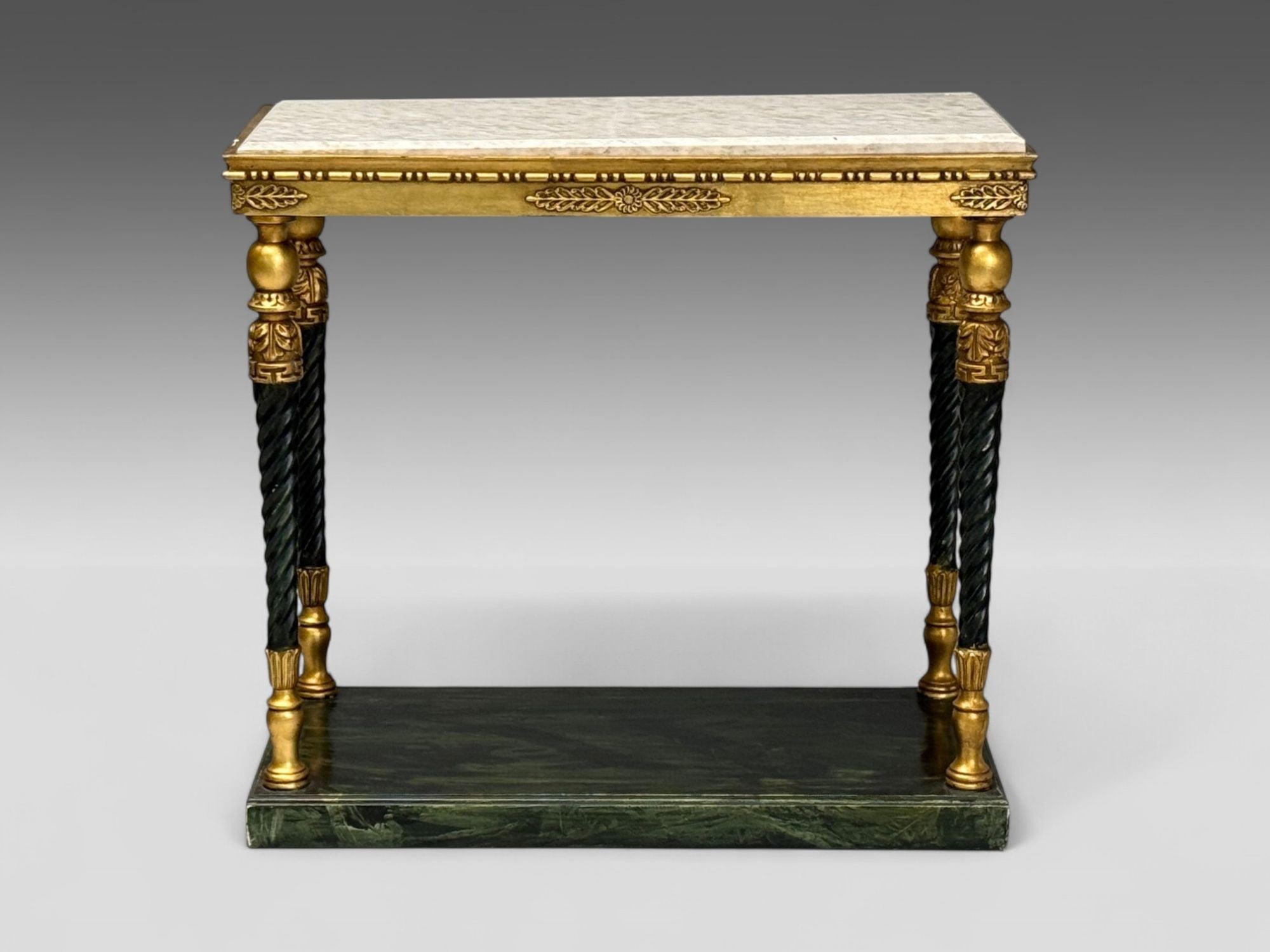 Swedish Neoclassical Style, Giltwood, Marble, Console Tables, Sweden, 20th c.