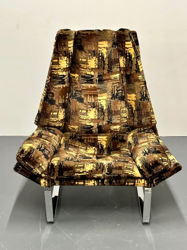 Mid-Century Modern Lounge Chair, Adrian Pearsall Style, American, Chrome, 1950s