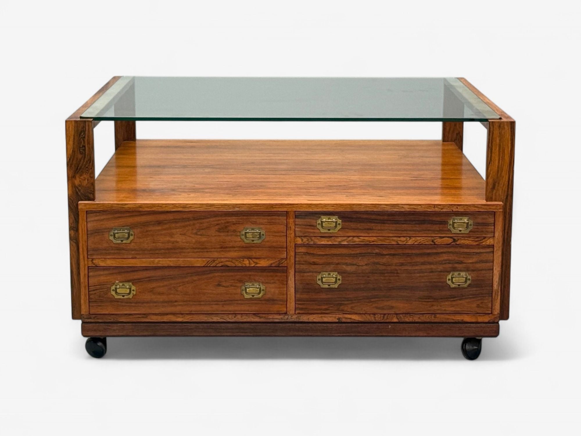 Henning Korch, Danish Modern, Rosewood, Rolling Coffee Table, Denmark, 1960s