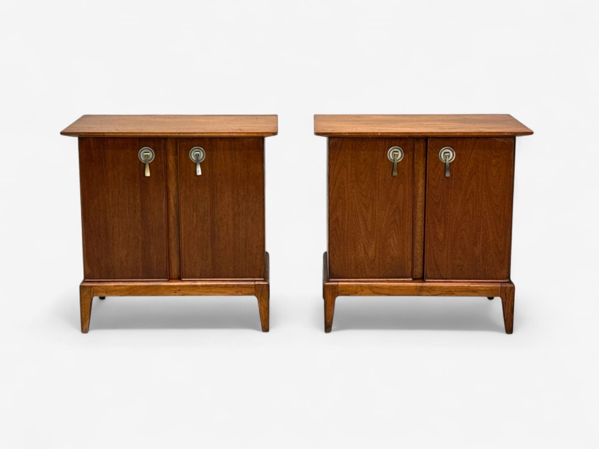 Maddox, Mid-Century Modern, Walnut, Stainless Steel, Nightstands, USA, 1960s