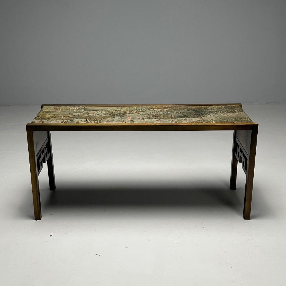 Philip & Kelvin LaVerne Mid-Century Modern Spring Festival Console Table, Bronze