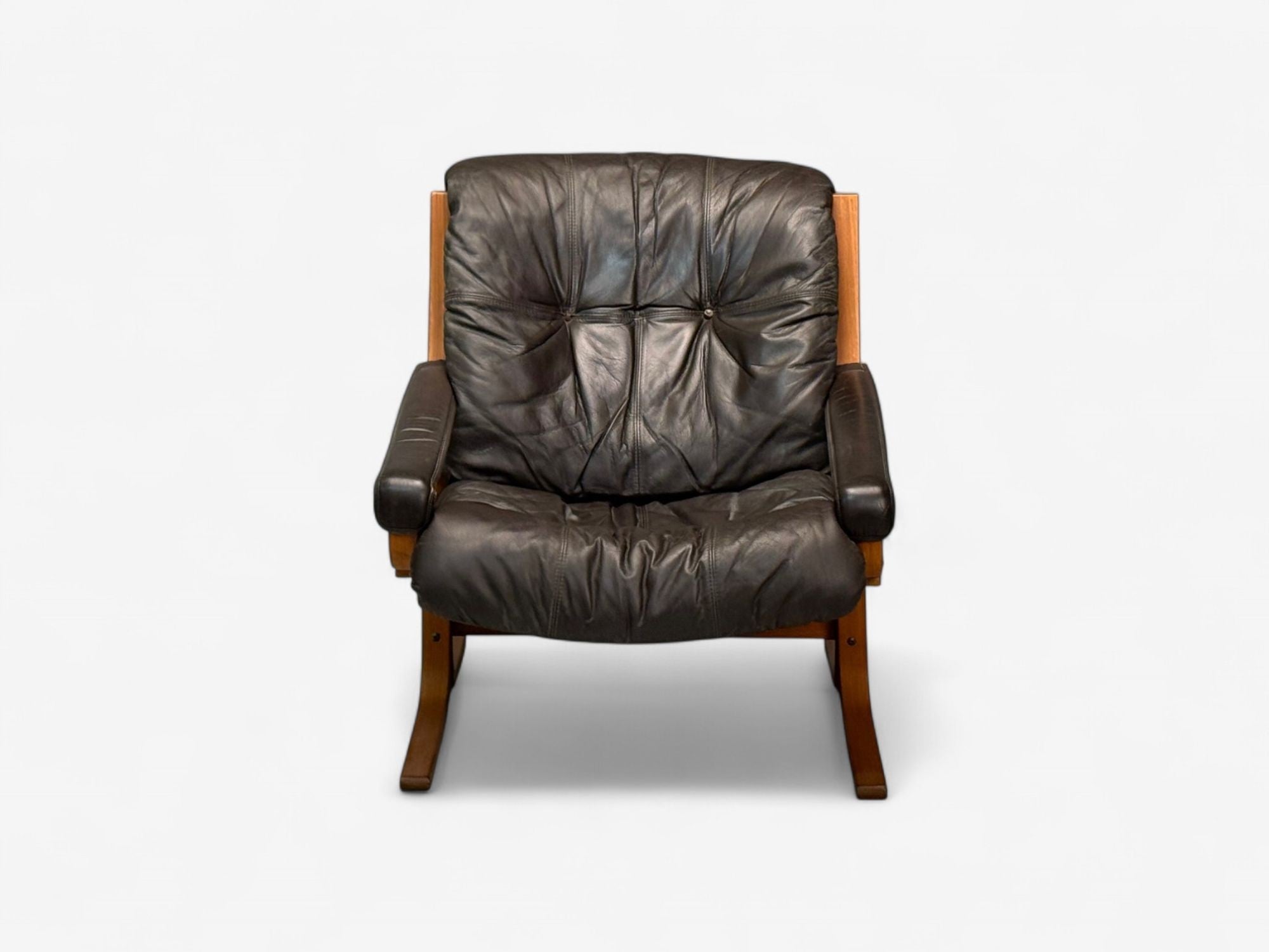Ingmar Relling, Westnofa, Brown Leather, Bentwood, Lounge Chair, Norway, 1960s