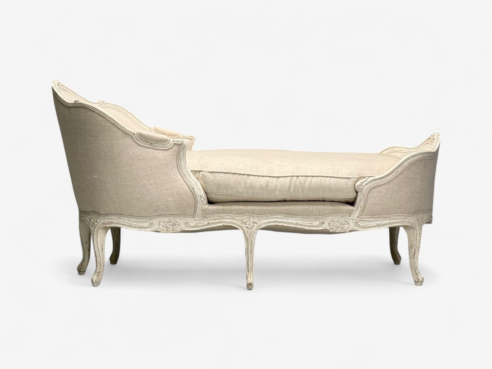 Gustavian, Distressed White Paint, Linen, Swedish Daybed, Sweden, 20th c.