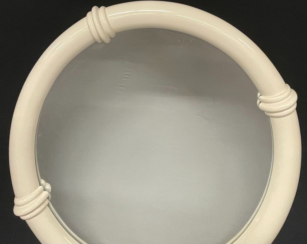 Modern White Lacquered Wall or Console Mirror, Karl Springer Manner