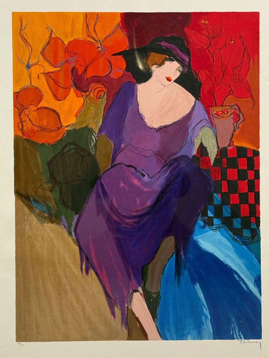 Itzchak Isaac Tarkay, Fauvsim, "Femme Fatale" Signed and Numbered Silkscreen, 20th c.