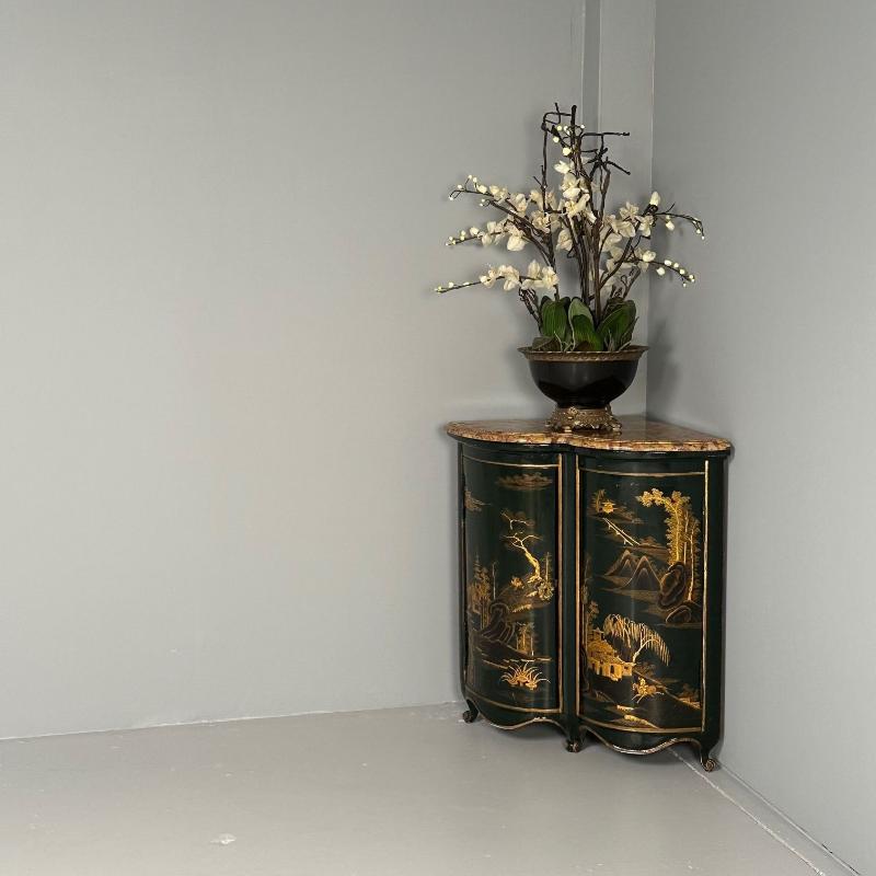 Pair Louis XV Style Japanned Corner Cabinets / Encoignures, Christies Provenance