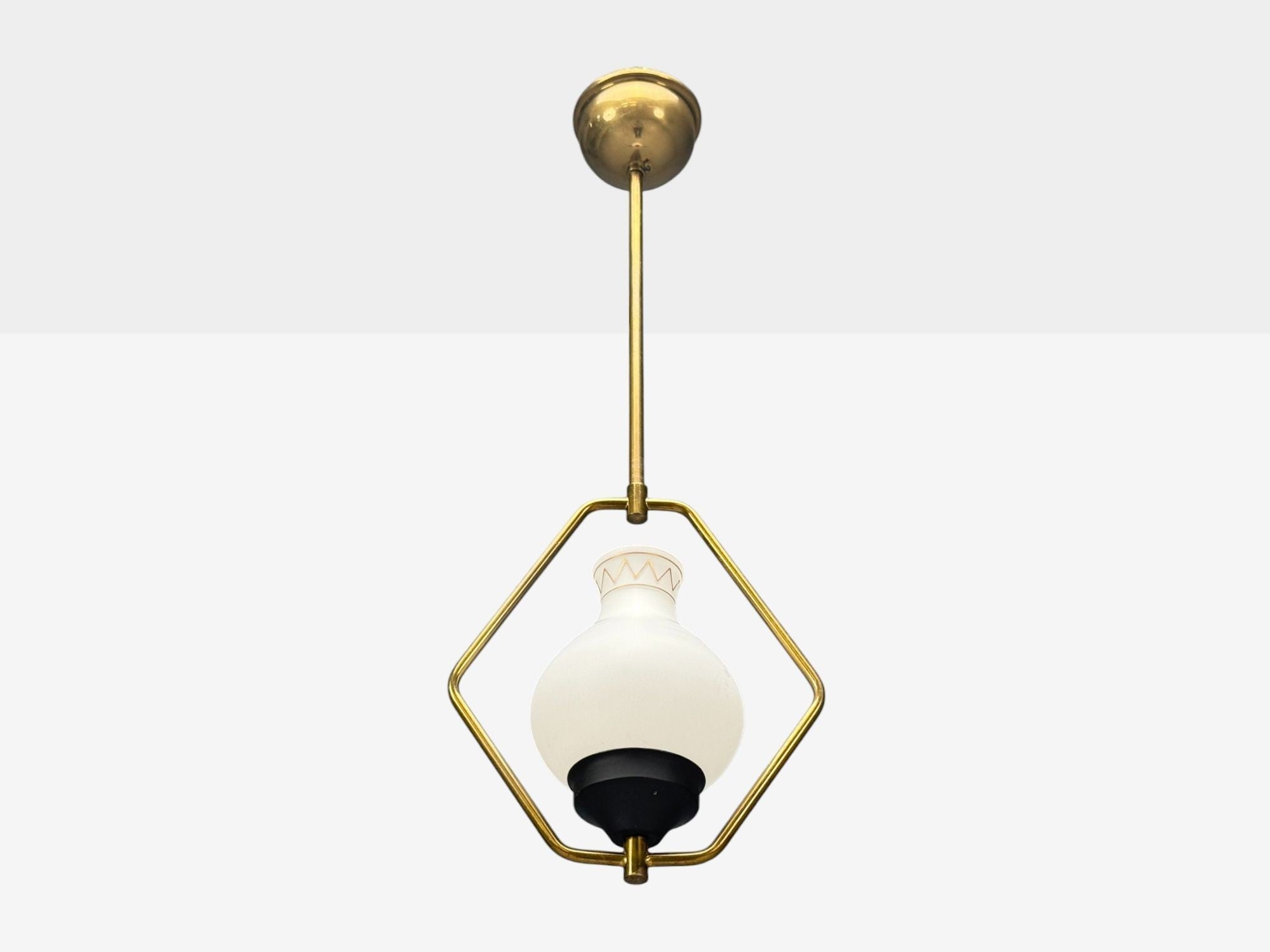 Danish Modern, Brass, Glass, Pendant Light, Denmark, 1960s