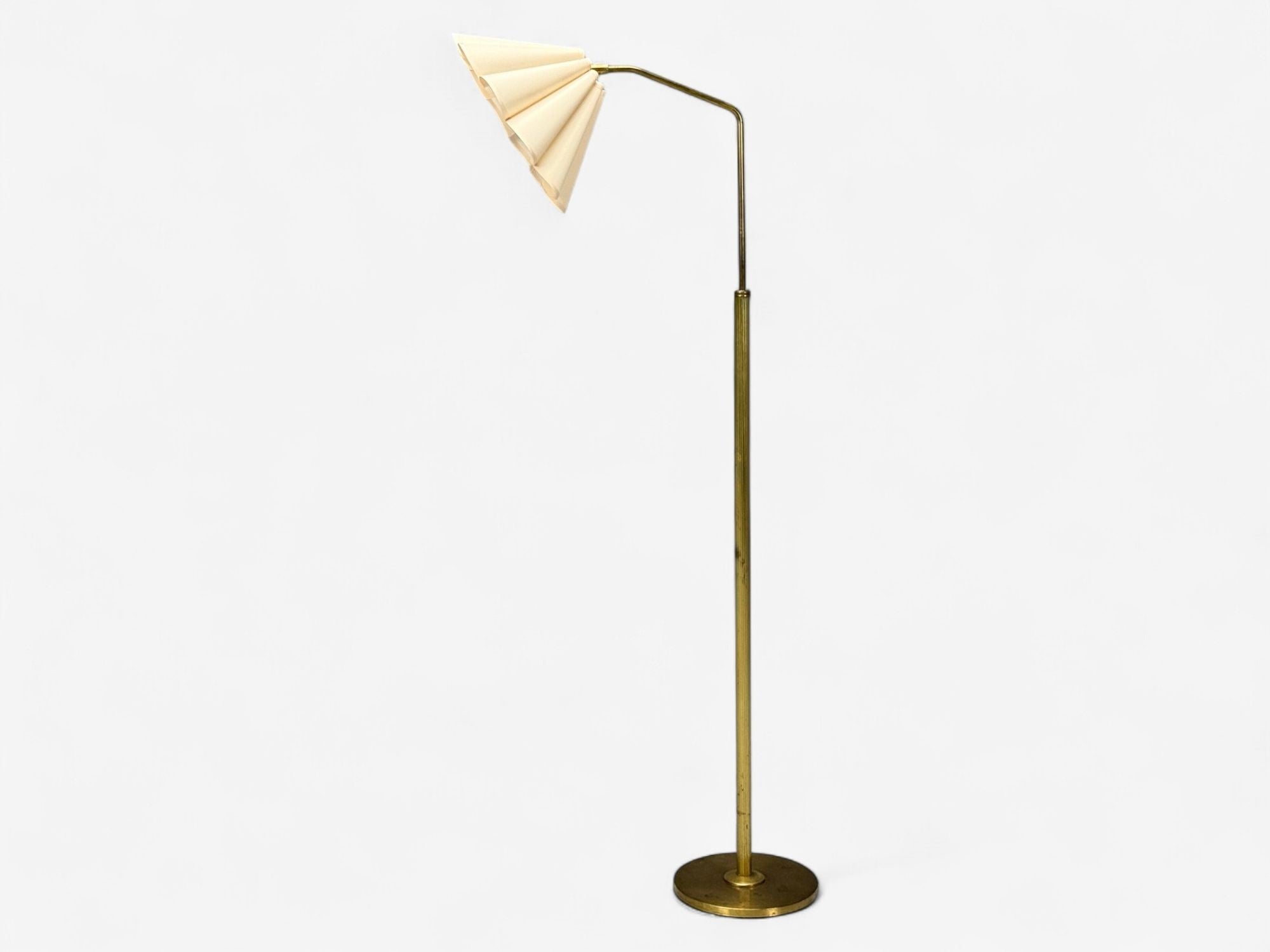 Danish Modern, Brass, Paper, Adjustable Floor Lamp, Denmark, 1960s